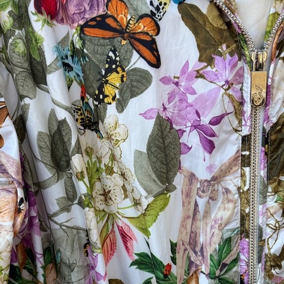 Eliza J Ladies Multicolor Butterflies Floral Trench Coat/Jacket-XL - Picture 3 of 11